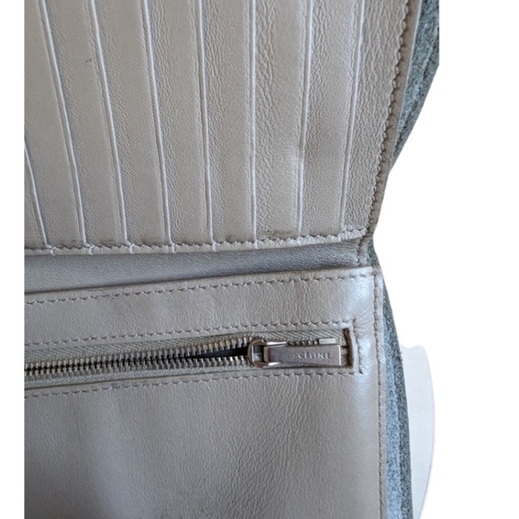 CELINE Strap Medium Multifunction Bi-fold Wallet Purse Leather Blue and Gray - Picture 3 of 8
